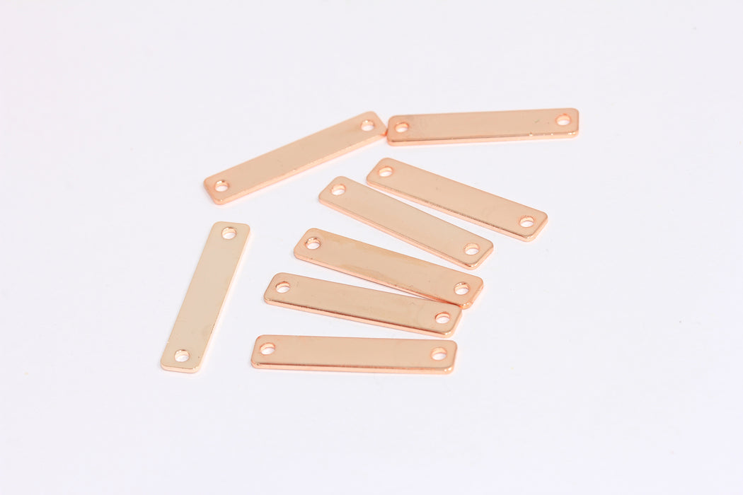 5x25 mm Gül Altın Kaplamalı Külçe, İki Delikli Külçe, Damgalama Boş Külçe, Bağlantı Külçesi, ROSE637