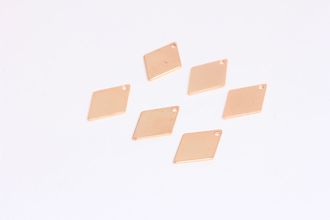 12x17mm Rose Gold Plated Square Disc, Romboid Disc Beads, Stamping Blank, Square Charms, ROSE615