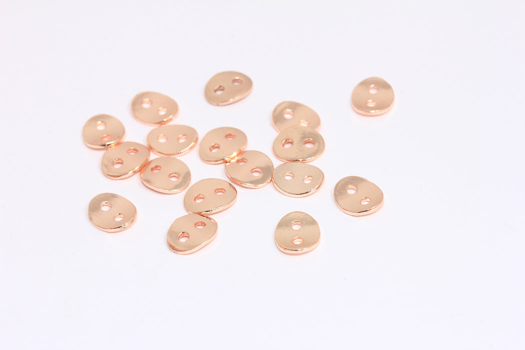 7x9mm Rose Gold Plated Button Charms, Button Connector Charms, Two Hole Charms, ROSE528