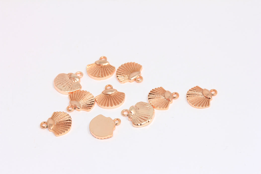 9x10 mm Gül Altın Kaplama Deniz Kabuğu Tılsımı, Deniz Kabuğu Boncukları, Deniz Kabuğu Kolye Ucu, Yaz Tılsımları, ROSE574