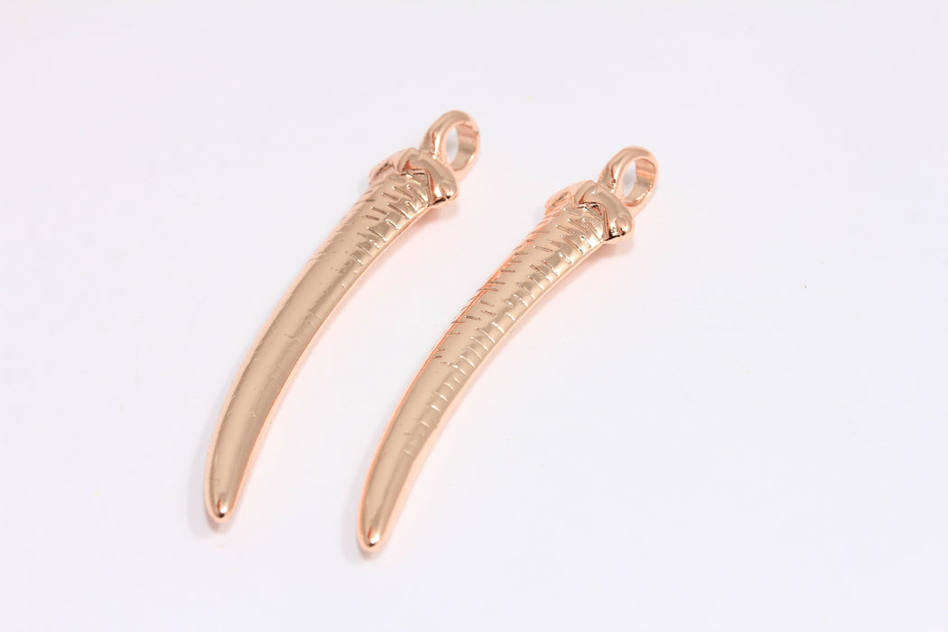 12x50mm Rose Gold Tusk Charms, Ivory Charms, Tusk Pendant, Animal Teeth Charms, Charms, ROSE545