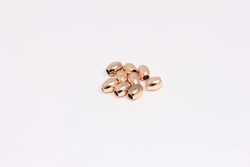 5x6mm Gül Altın Kaplama Uç Kapaklar, İç Boyut 2,5mm, Oval Şekilli Uç Kapaklar, ROSE605