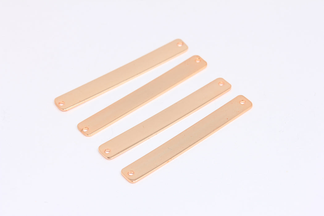 6x44mm Rose Gold Plated Bar, Two Hole Bars, Bracelet Connector, Stamping Blank Bar, ROSE595