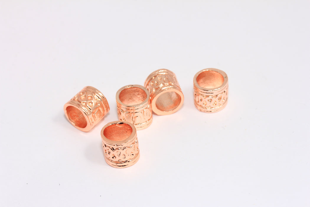 9x10mm Gül Altın Kaplama Ara Boncuklar, Yuvarlak Tüp Takılar, Gül Altın Yuvarlak Boncuklar, ROSE572