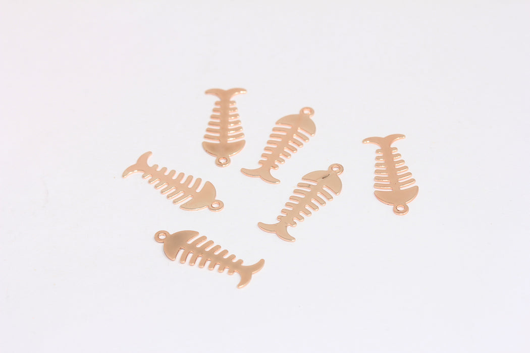 7x20 mm Gül Altın Kaplama Balık Kılçığı Kolye Ucu, Balık Kılçığı Kolye Ucu, Bilezik Boncukları, ROSE648