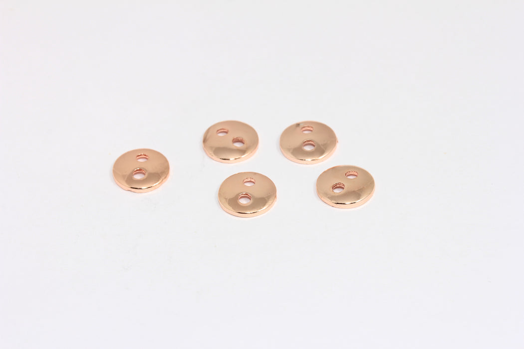 10 mm Gül Altın Kaplama Düğme Takıları, Düğme Bağlantı Takıları, İki Delikli Takılar, ROSE510