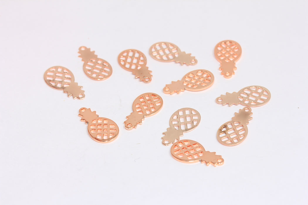Ciondoli a forma di ananas placcati in oro rosa 18x16 mm, collana a forma di ananas, ciondolo a forma di ananas, ROSE631