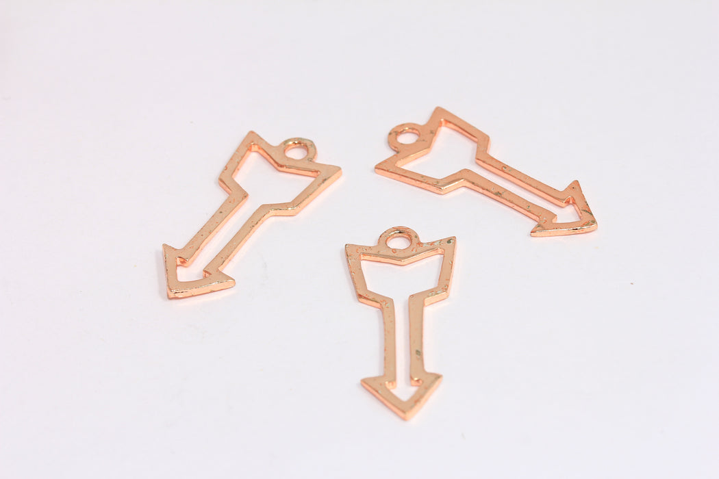 14x34 mm Gül Altın Kaplama Ok Takıları, Ok Bileziği, Ok Kolye Ucu, Ok Kolye, ROSE517