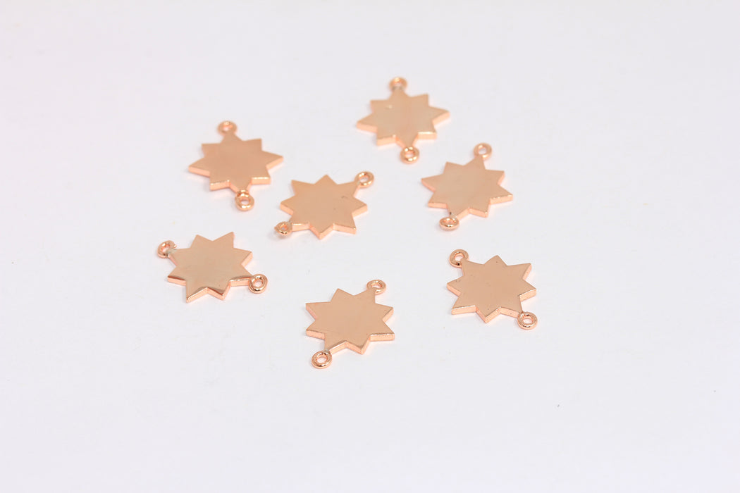 12x16 mm Gül Altın Kaplama Kuzey Yıldızı Takıları, Kutup Yıldızı Boncukları, Kuzey Yıldızı Bilezik Bağlantısı, ROSE559