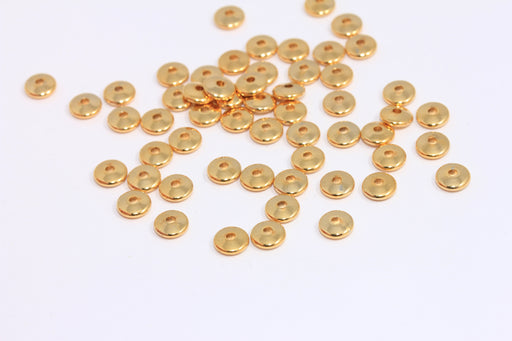Flat Rondelle Beads, Gold Spacers, Connector Beads