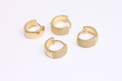 CZ Huggie Hoops Earrings, Micro Pave Hoop Earrings