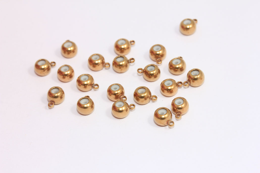 Raw Brass Rubber Stopper, Raw Brass Connector, Rondelle Rubber Stopper, Bail Charms With Rubber, CLO48