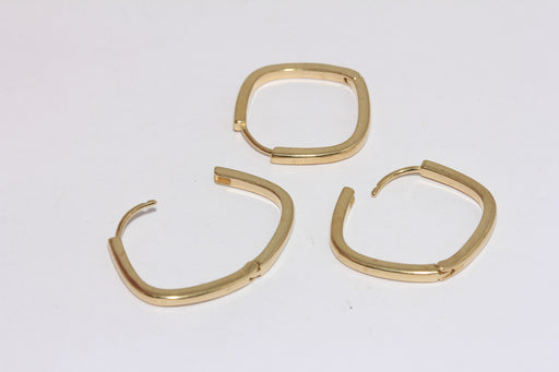 Square Earrings, Brass Lever Back Earrings