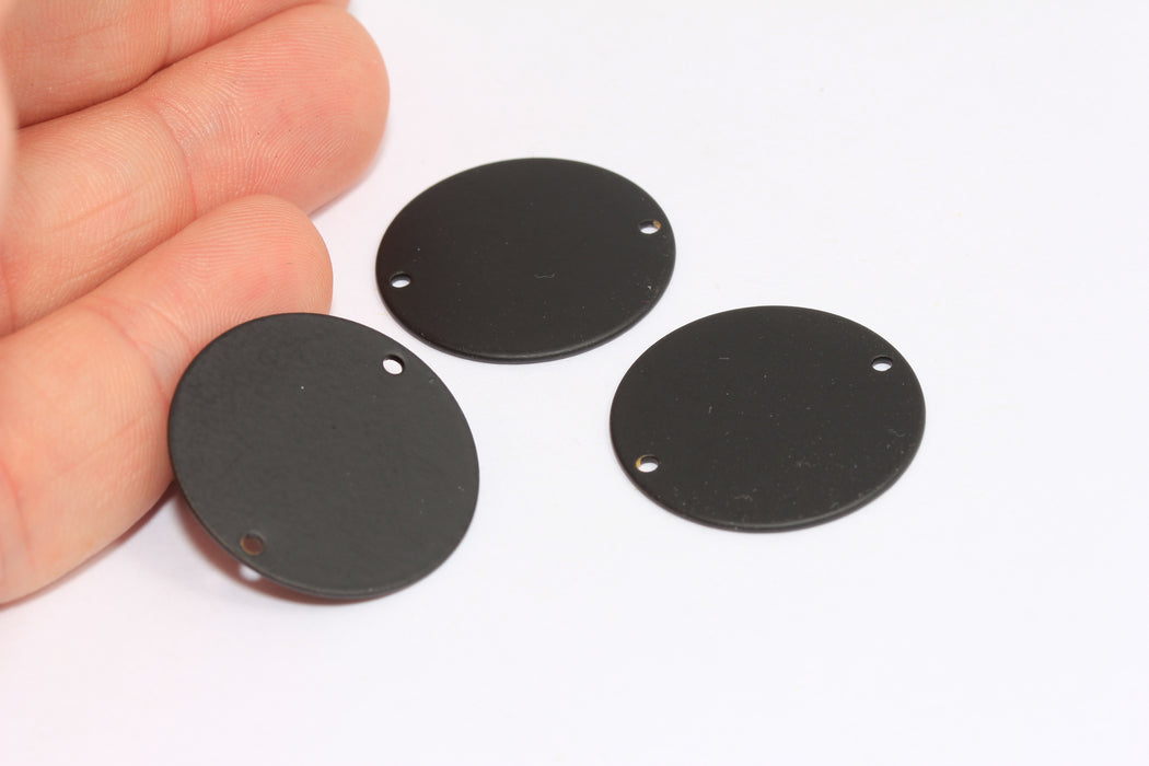 Ciondoli a forma di moneta placcati in nero opaco da 25 mm, ciondoli a disco personalizzati, MTE625