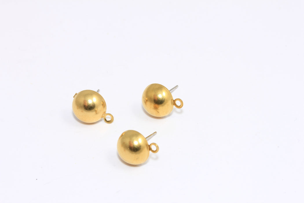 Half Ball Stud Earrings With Loop
