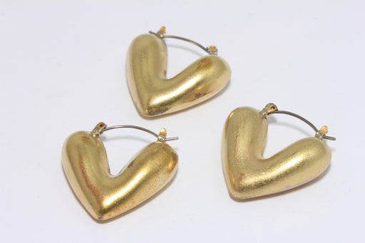 Heart Hoops, Brass Lever Back Earrings