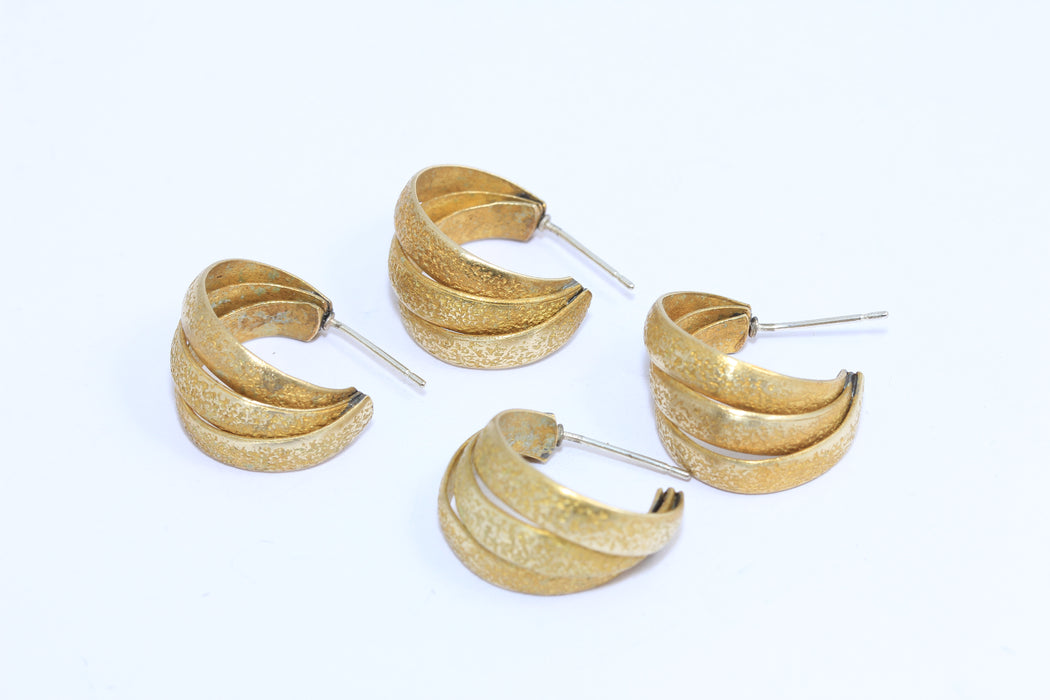 Triple Hoop Earrings, Spiral Earrings