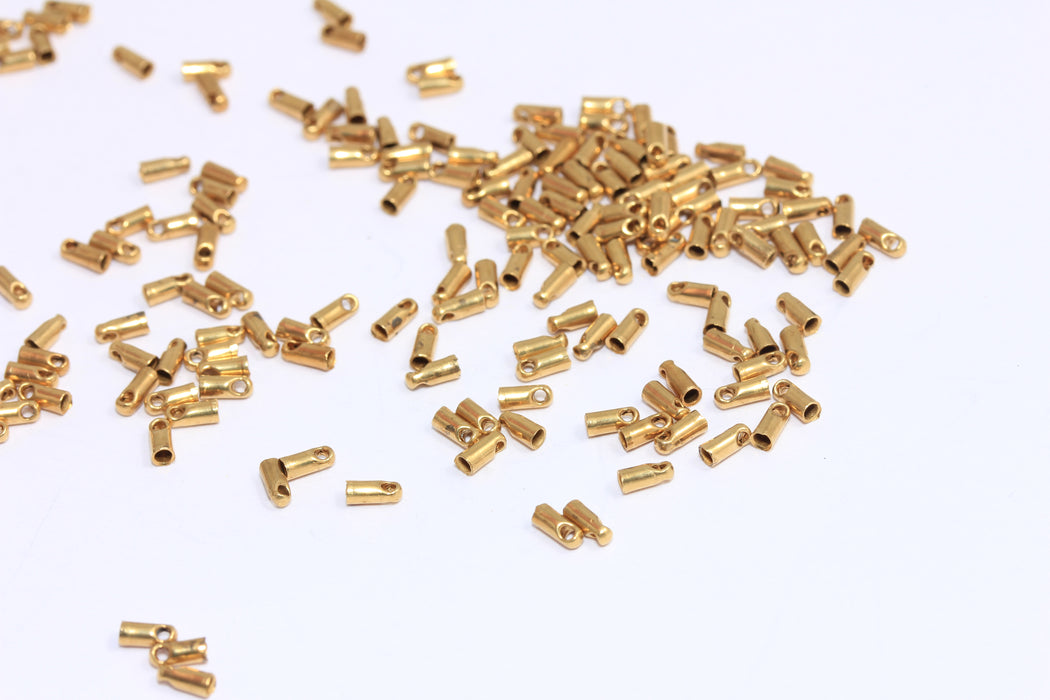 Raw Brass Bead Caps, Inner Size 1,4mm, Cord End, Cord Tip End Cap, BXB469