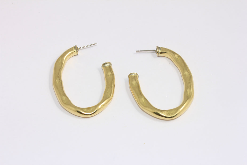 Oval Hammered Hoops, Hoop Earrings