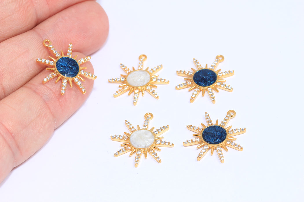 Shiny Gold CZ Sun Charms
