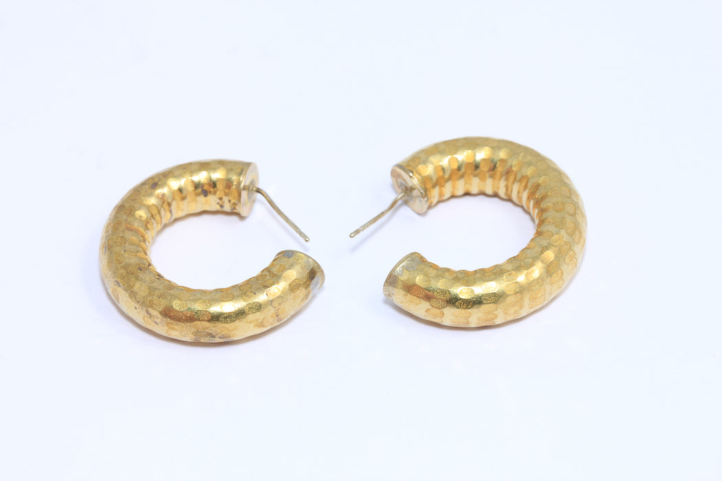 Hammered Hoop Earrings, Domed Hoop Earrings
