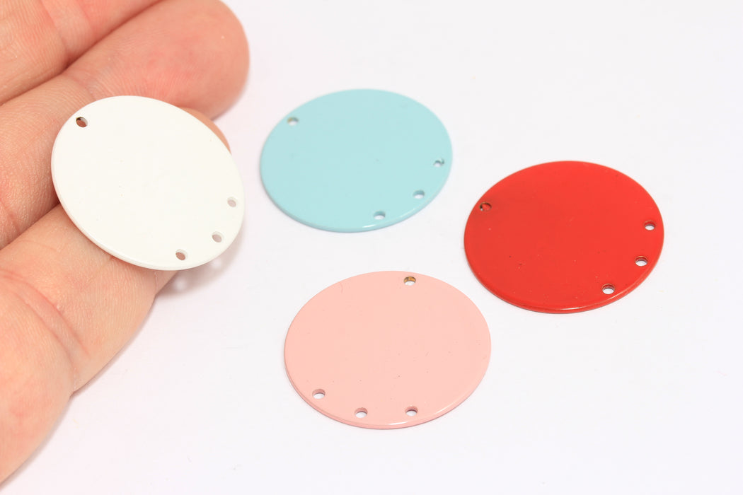 25mm Round Coin Charms, Three Hole Round Disc, Optional Color Medallion, Colorful Coin Charms,
