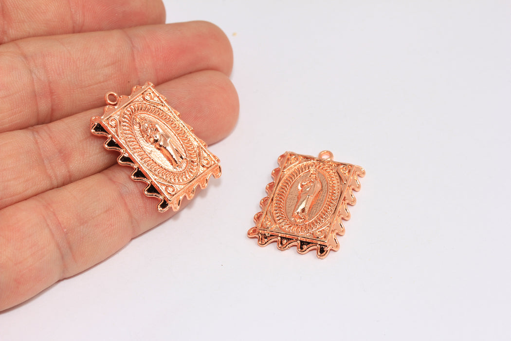 20x27mm Gül Altın Kaplama Meryem Ana Meryem Ana Tılsımı, Meryem Ana Kolye, MTE1216