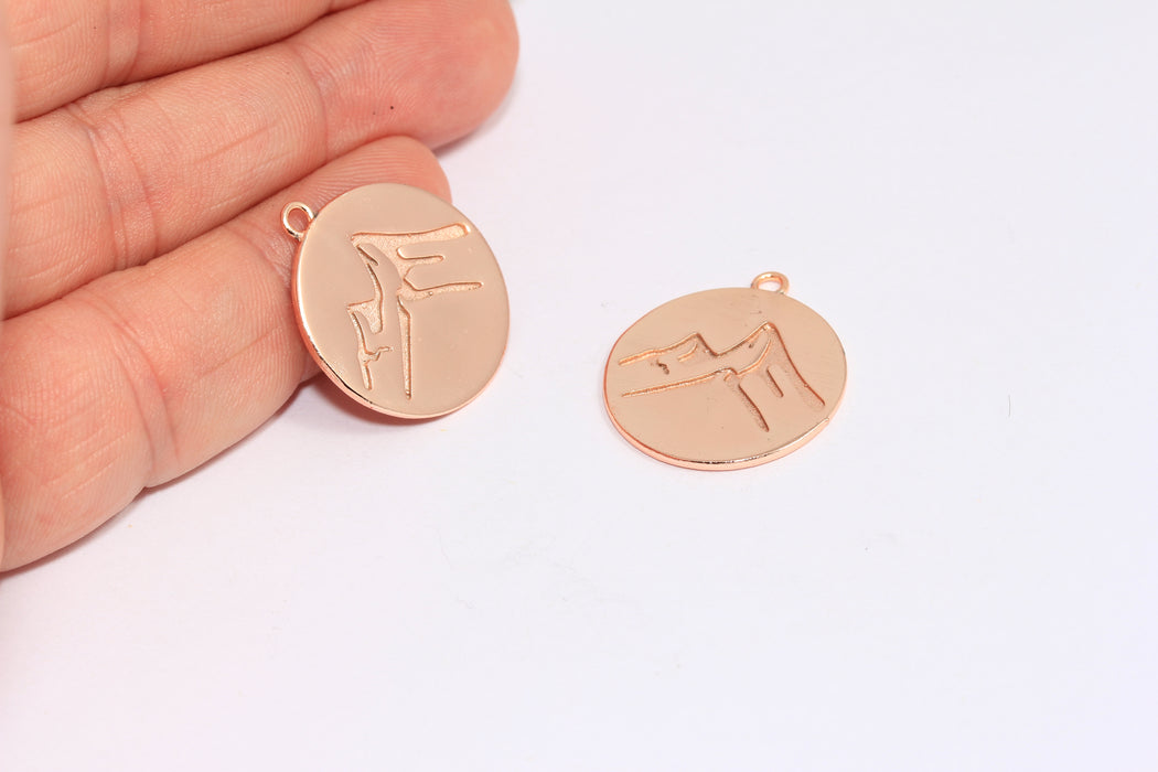 22mm Rose Gold Everest Medallion, Everest Mountain Coin Charm, World Traveler Pendant, MTE901