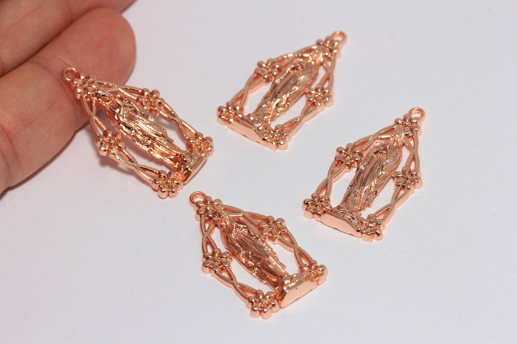 18x31mm Gül Altın Kaplama İsa Mesih Tılsımı, Kurtarıcı Tılsımı, İsa Mesih Kolye Ucu, MTE1159