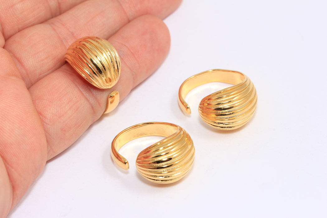 17-18mm 24k Shiny Gold Shell Rings, Open Sea Shell Rings, Summer Jewelry, Statement Rings, MLS186