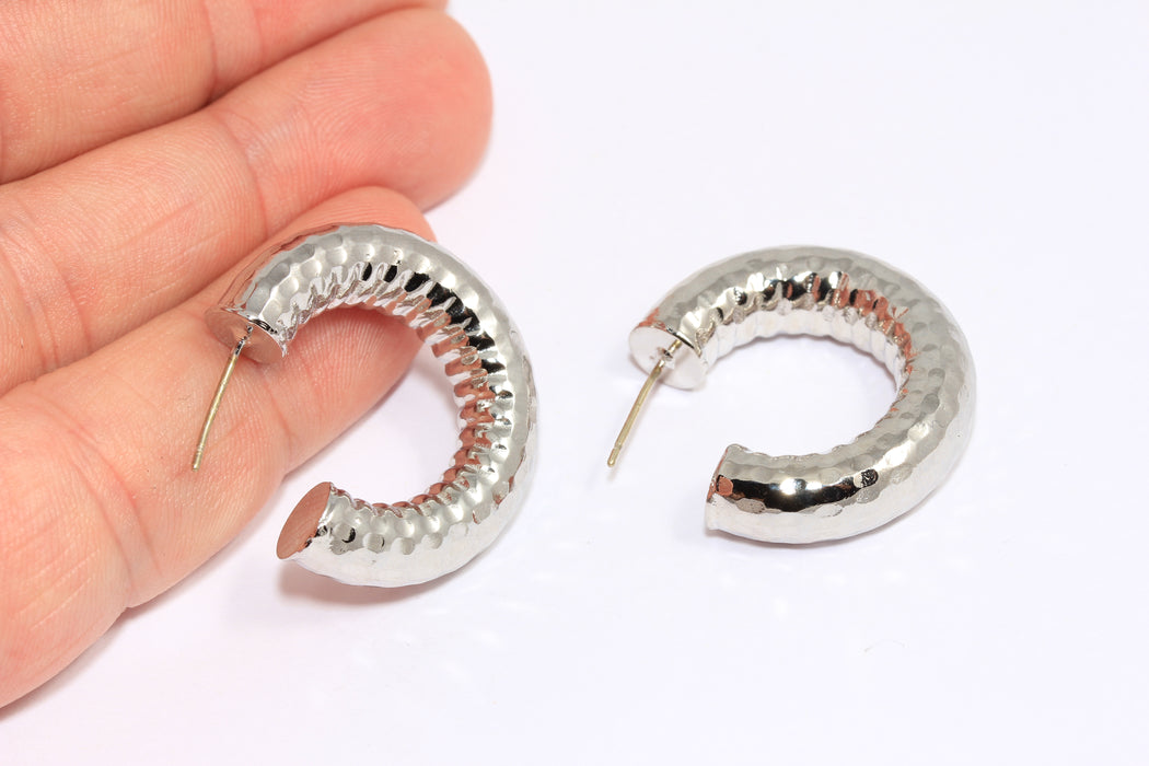 Tube Earrings, Hoop Earrings, Hammered Tube Earrings