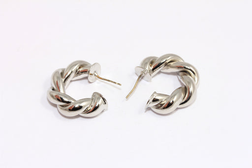 Thick Braided Hoop Earrings, Midi Hoops