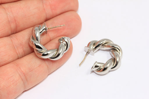 Thick Braided Hoop Earrings, Midi Hoops