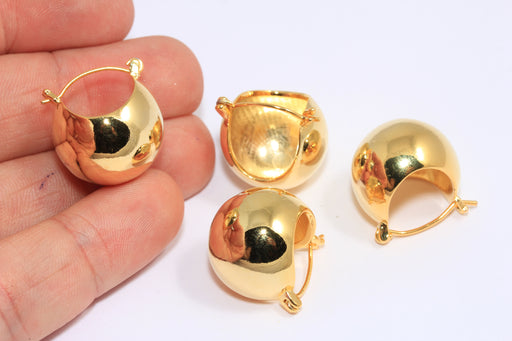 Drop Ball Earrings, Puffed Drop Ball Hoops