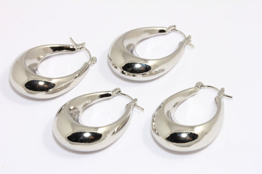 Teardrop Earrings, Drop Oval Hoops