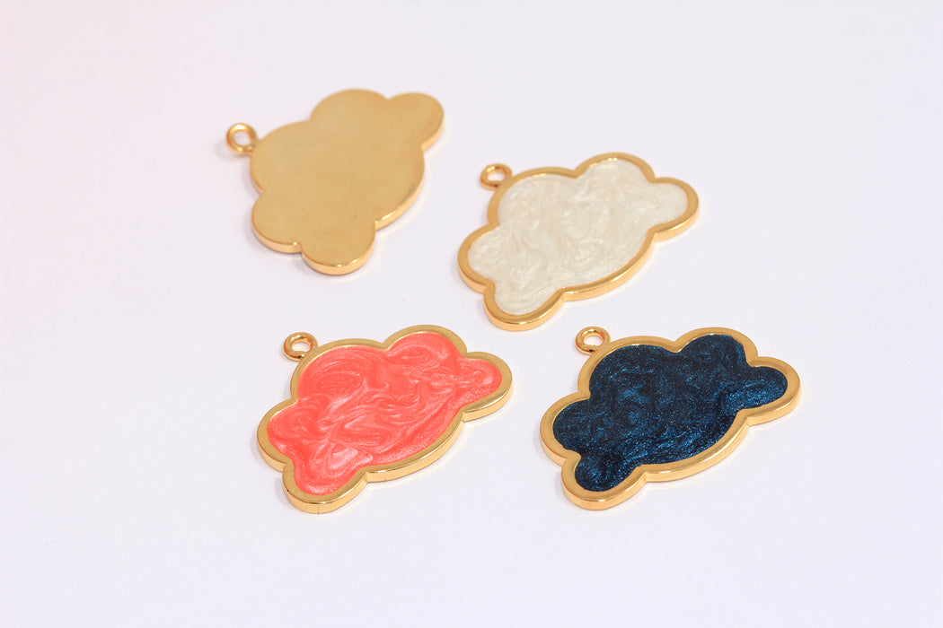 24x28mm 24k Shiny Gold Cloud Charms, Enamel Cloud Charms, Cute Cloud Pendant, MLS725