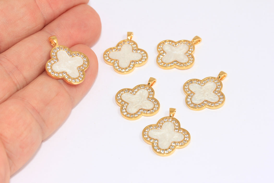 Shiny Gold CZ Clover Charm