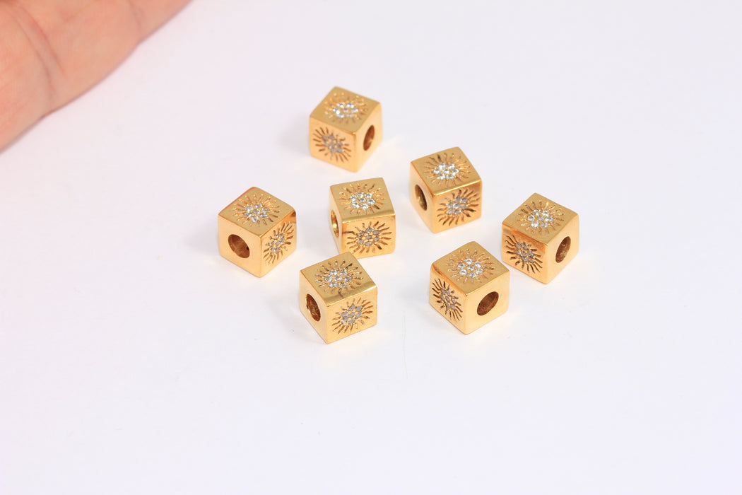 Shiny Gold CZ Sun Beads