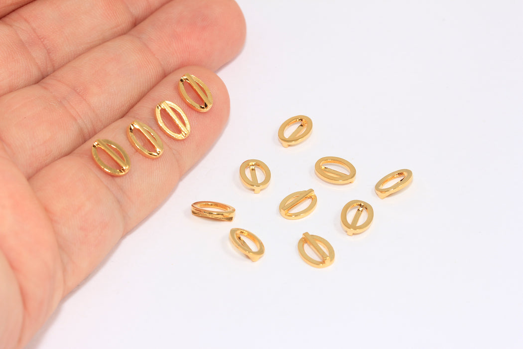 6mm 24k Shiny Gold Spacer, Gold Charms,Oval Spacer Beads, ZRCN421