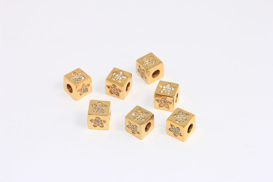 Shiny Gold CZ Star Beads