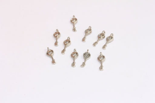 Rhodium Plated Key Charm