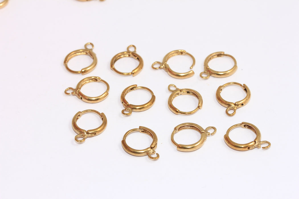 12x15mm Raw Brass Earrings, Lever Back Earrings, Brass Hoops, CHK425