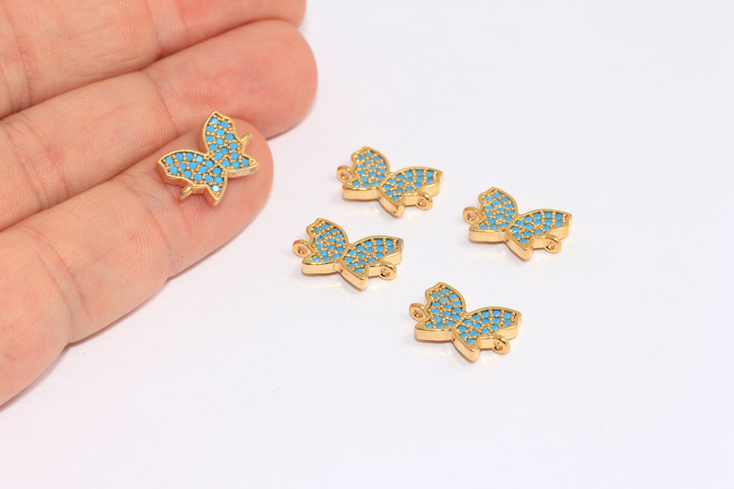 Shiny Gold CZ Butterfly Charms