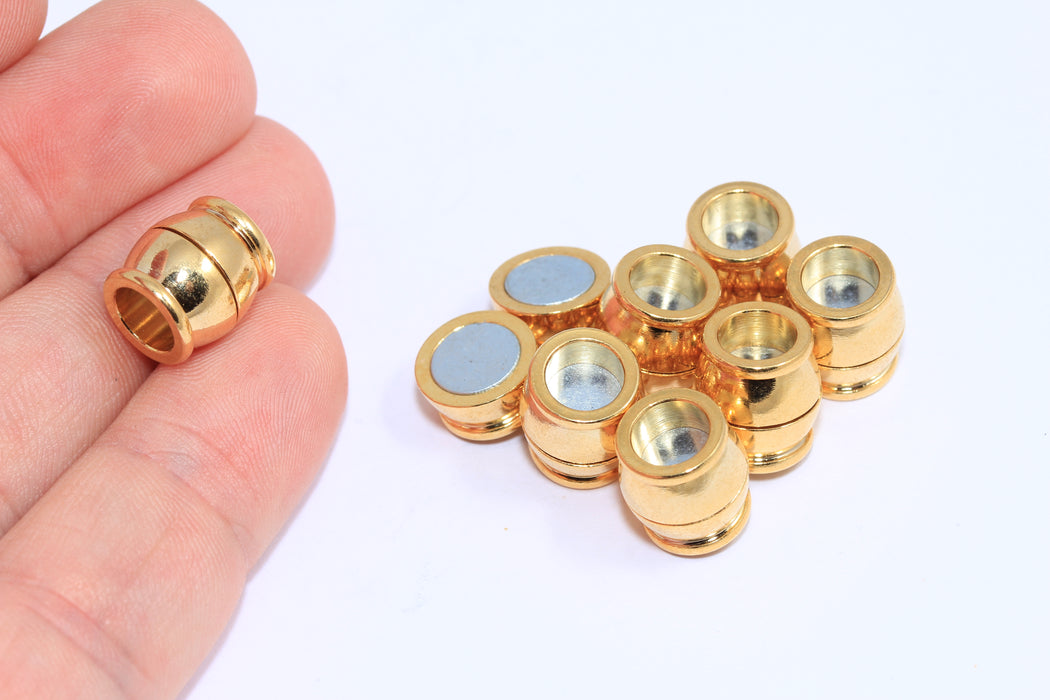 24k Shiny Gold Magnetic Clasp, Tube Magnetic Clasp, Inner Size 6,8mm End Caps, Cord End Caps, MGN10