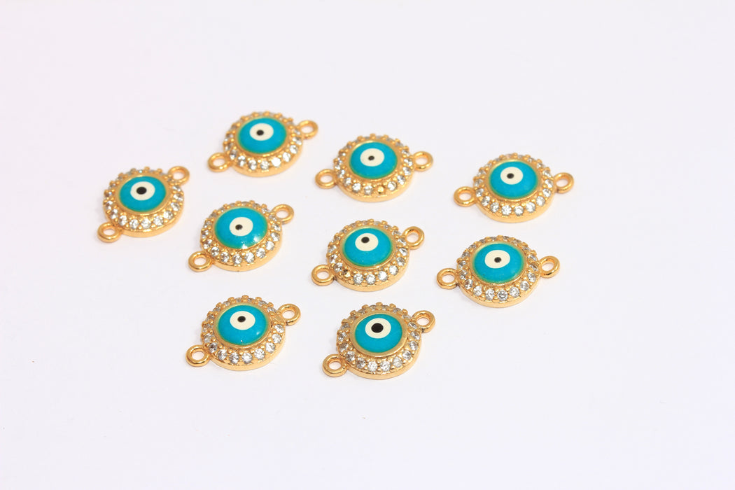 Shiny Gold CZ Evil Eye Bracelet Charms