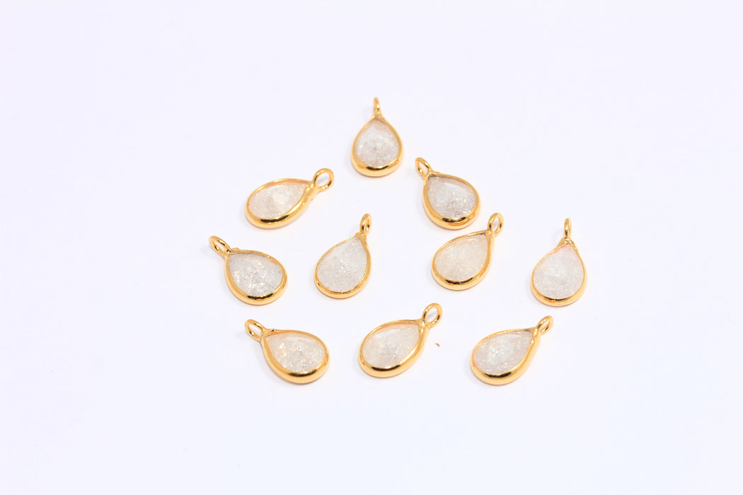 CZ White Stone Drop Charms