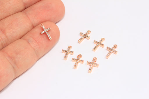 Rose Gold CZ Cross Charms