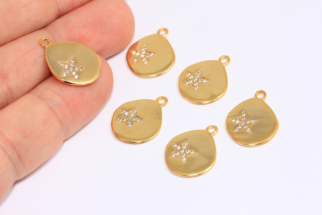 Shiny Gold CZ Drop Charms