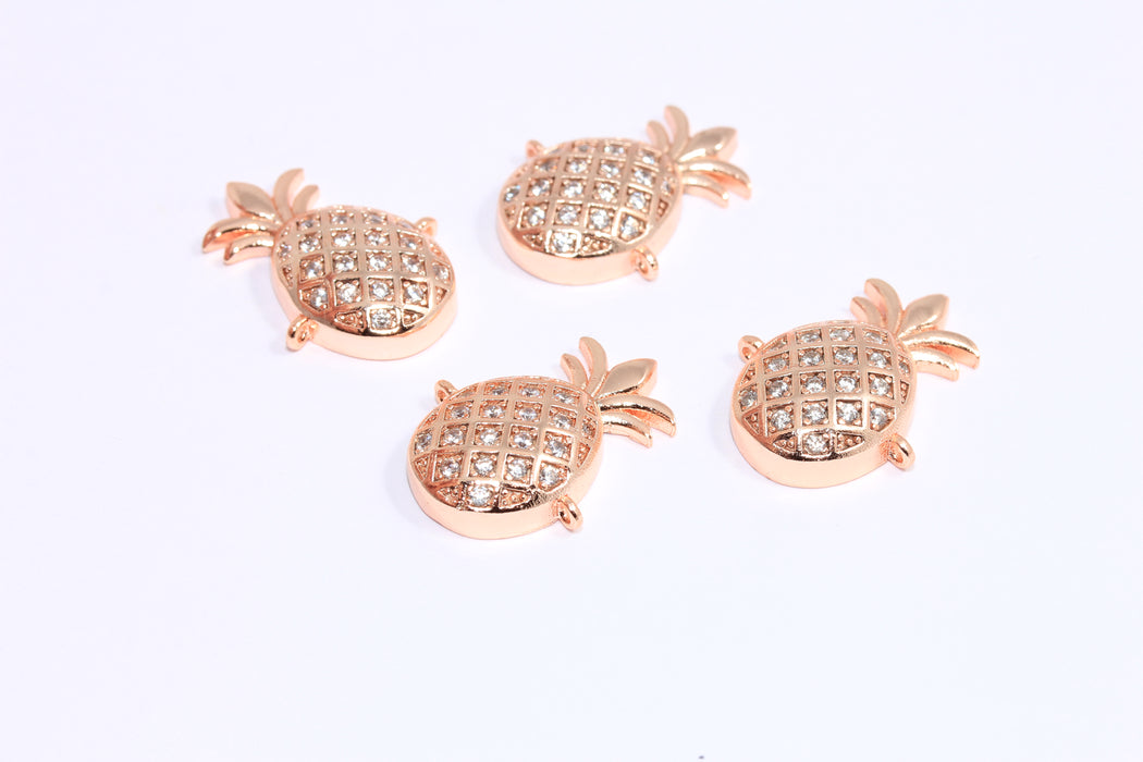 11x20 mm Gül Altın Kübik Zirkonya Ananas Takıları, Mikro Döşeme Beyaz Taş Ananas, Kübik Zirkonya Ananas Bağlantı Parçası, ZRCN338