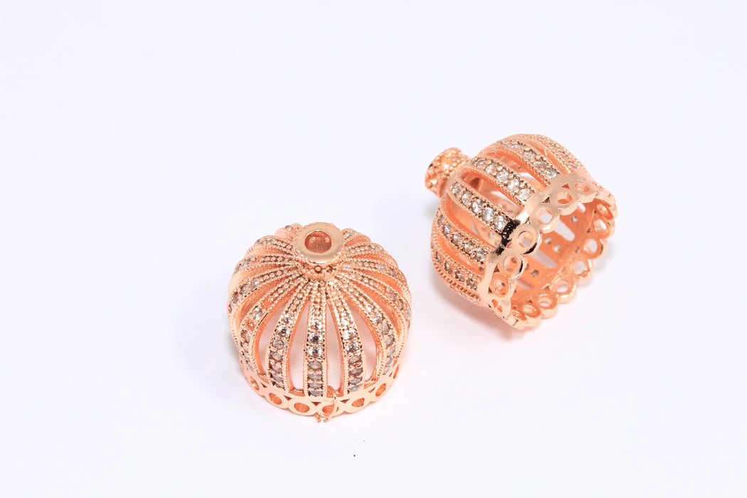 Micro Pave End Bead Cap, CZ Tassel End Cap
